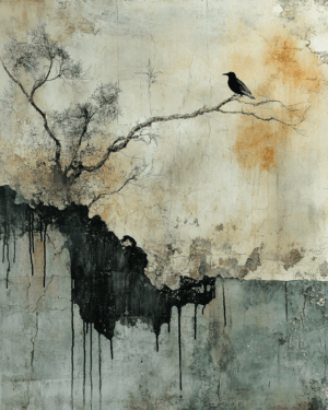 Wabi-Sabi Bird - Zen Art for Meditation Home Decor Wall Art Prints