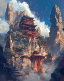 Mystical Zen Monastery - Zen Art for Meditation Home Decor Wall Art Prints