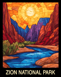 Stained Glass - Zion National Park Souvenir Home Decor Wall Art Prints