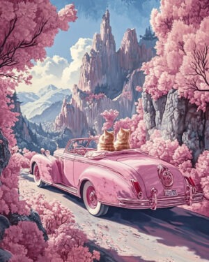 Pink Trip - Cat and Kitten Wall Art Prints