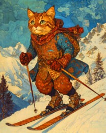 Skiing Kat - Cat and Kitten Wall Art Prints