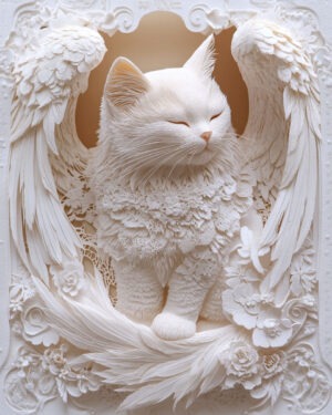 Sleepy Angel - Cat and Kitten Wall Art Prints