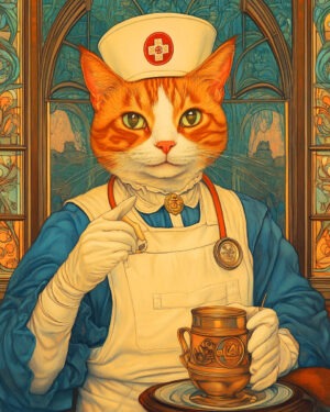 Nurse Kitty- Cat and Kitten Wall Art Prints