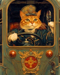 Trolly Driver - Cat and Kitten Wall Art Prints