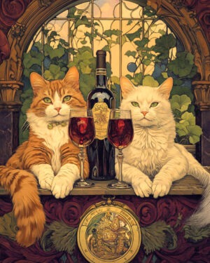 Love of Wine - Cat and Kitten Wall Art Prints