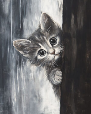 Black and White Kitten - Cat and Kitten Wall Art Prints