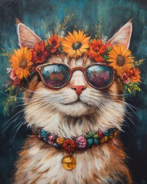 Flower Kitty - Cat and Kitten Wall Art Prints