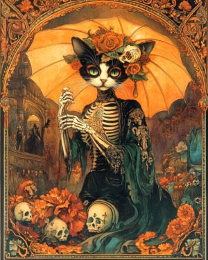 Día de los Muertos - Cat and Kitten Wall Art Prints