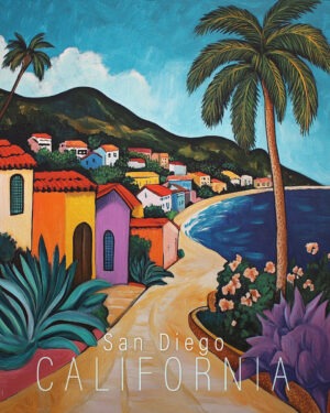 Folk Art Roadway - California Art Print Collection