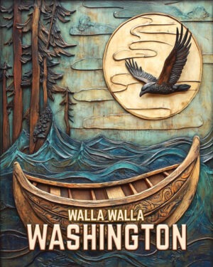 Eagle and Canoe - Washington State Art Print Collection