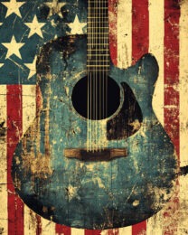 Folk Guitar - American USA Patriotic Wall Art Prints