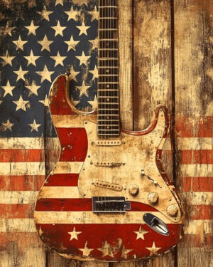 Electric Guitar - American USA Patriotic Wall Art Prints