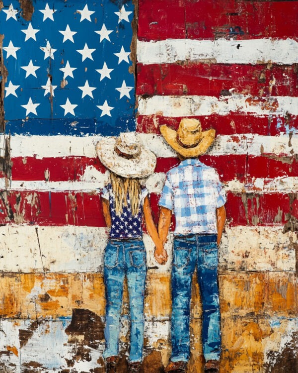 Country Couple - American USA Patriotic Wall Art Prints