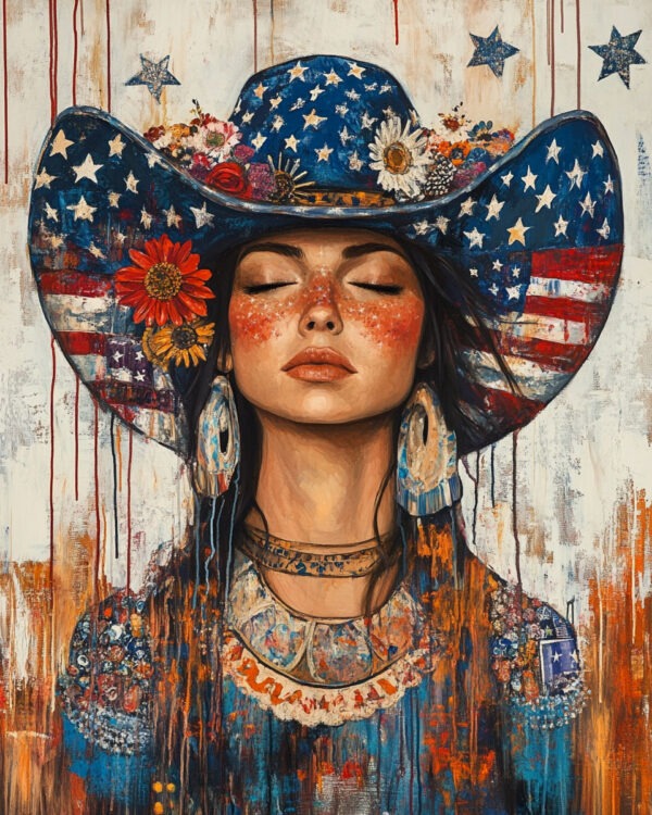 Cowgirl - American USA Patriotic Wall Art Prints