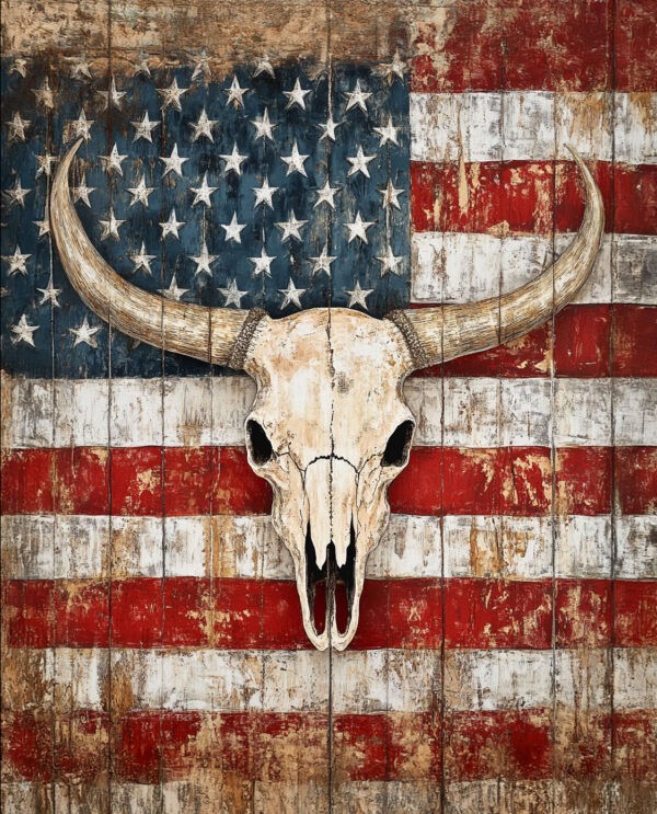 Steer Skull - American USA Patriotic Wall Art Prints