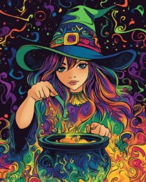 Colorful Cauldron - Witch and Witches Wall Art Prints