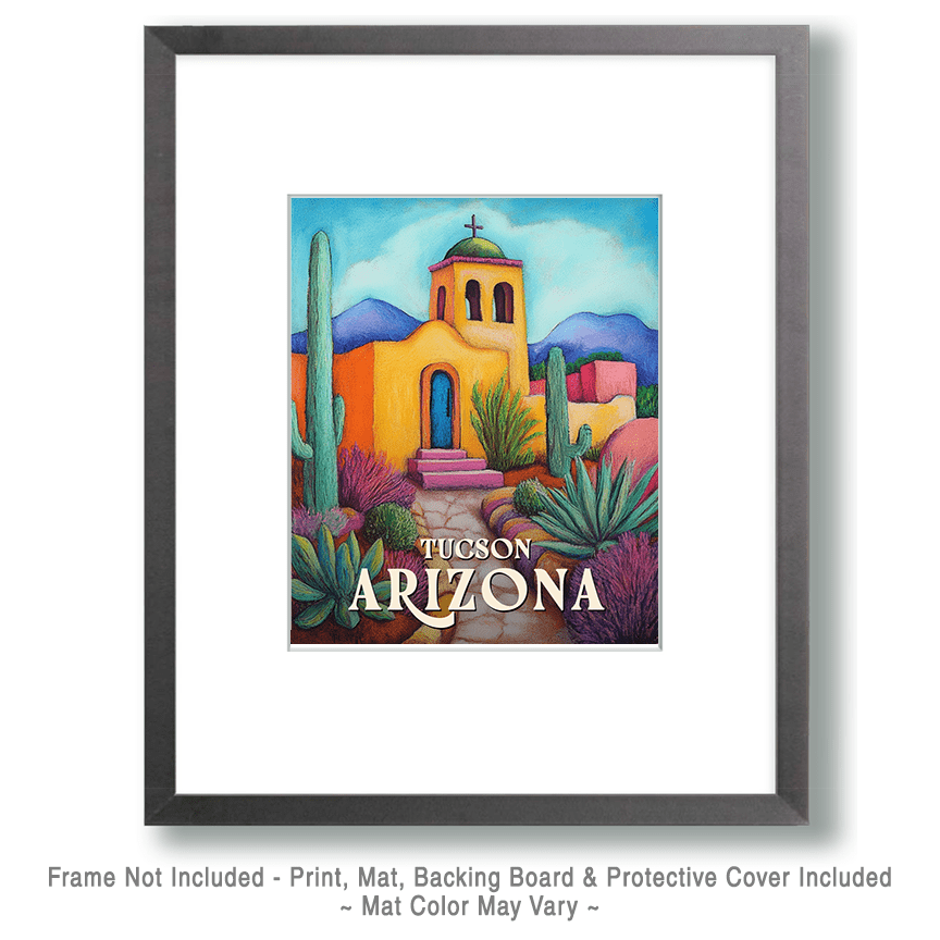 Adobe Church - Tucson Arizona Art Prints – 8″x10″ Artwork for 11″x14″ Frame - Image 2
