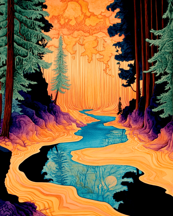 Meandering Stream - Vintage 60's & 70's Art