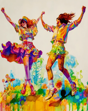 Dancing Free - Retro 60's & 70's Art