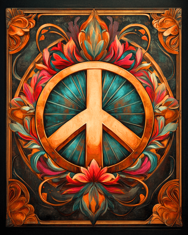 Nouveau Peace Sign - Vintage 60's & 70's Art