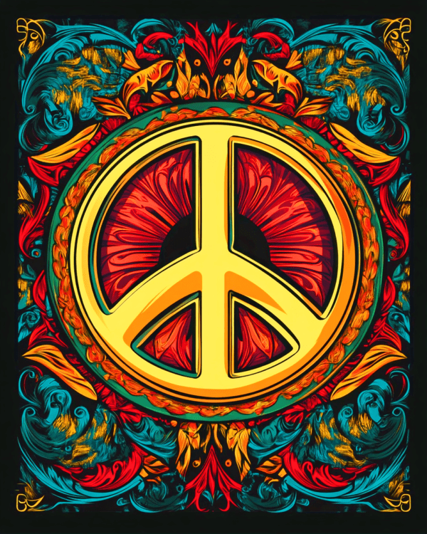 BOHO Peace Sign - Retro 60's & 70's Art