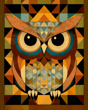 Seventies Style Owl - Vintage 60's & 70"s Art