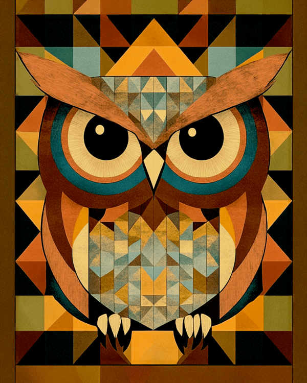 Seventies Style Owl - Vintage 60's & 70"s Art