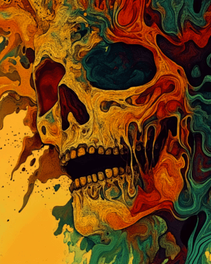 Psychedelic Skull - Vintage 1960's & 1970's Art