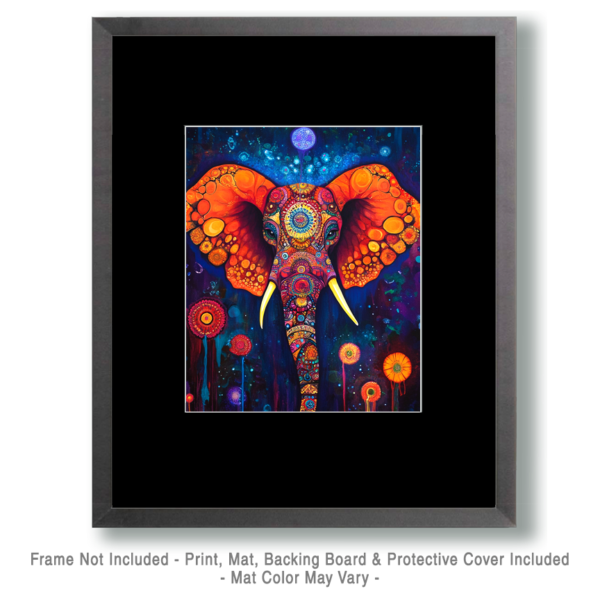 Psychedelic Elephant - Retro 60's & 70's Artwork