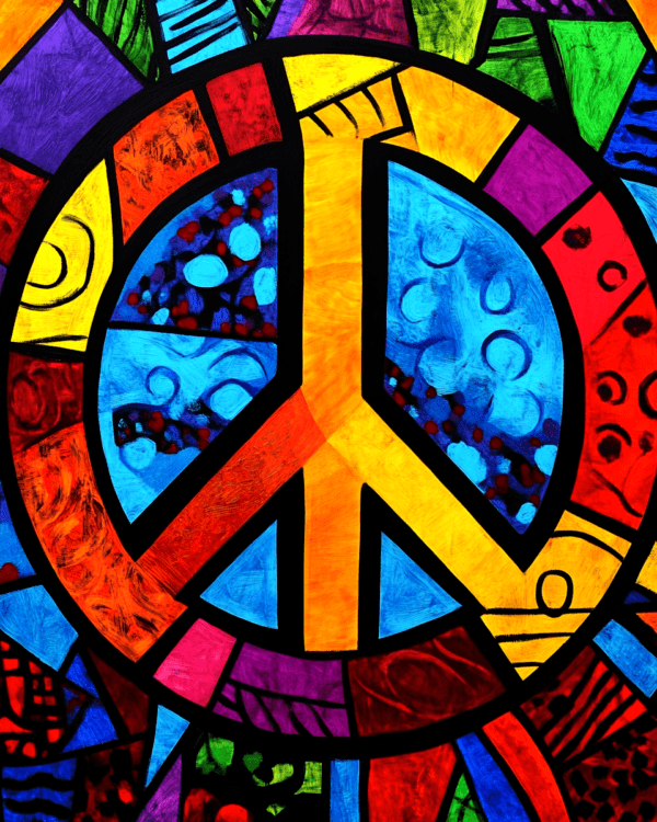 Pop Art Peace Sign - Vintage 1960's & 1970's Art