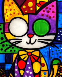 Pop Art Cat - Vintage 1960's & 1970's Art