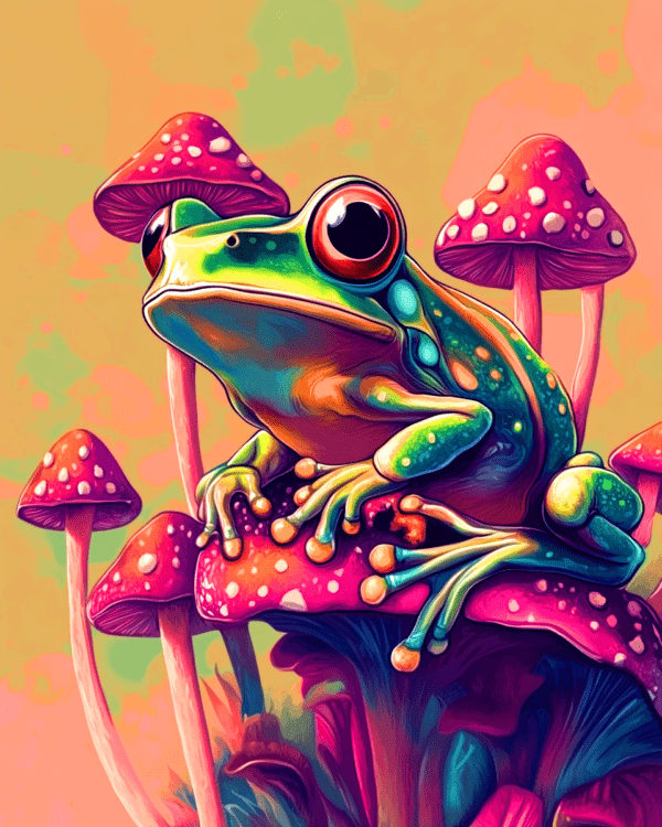 Neon Frog - Vintage 1960's & 1970's Art