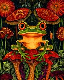 'Shrooms Frog - Vintage 1960's & 1970's Art