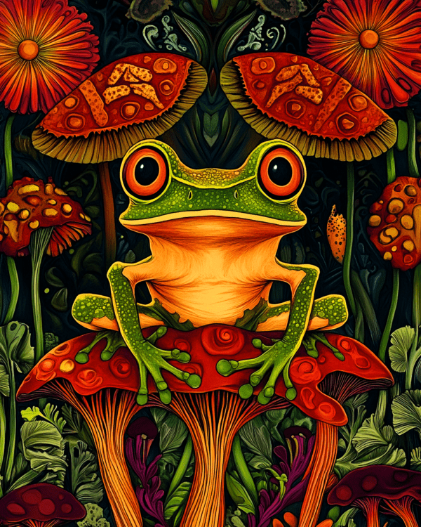 'Shrooms Frog - Vintage 1960's & 1970's Art