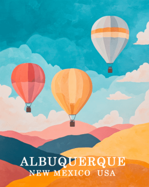 Three Hot Air Balloons - Albuquerque Balloon Fiesta Souvenir Art Print Collection