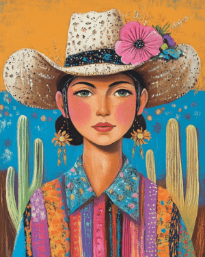 Southwest Cowgirl Folk Art