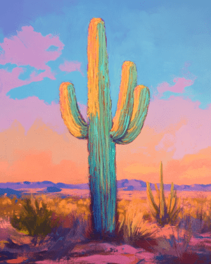 Neon Saguaro Poster - Phoenix Arizona