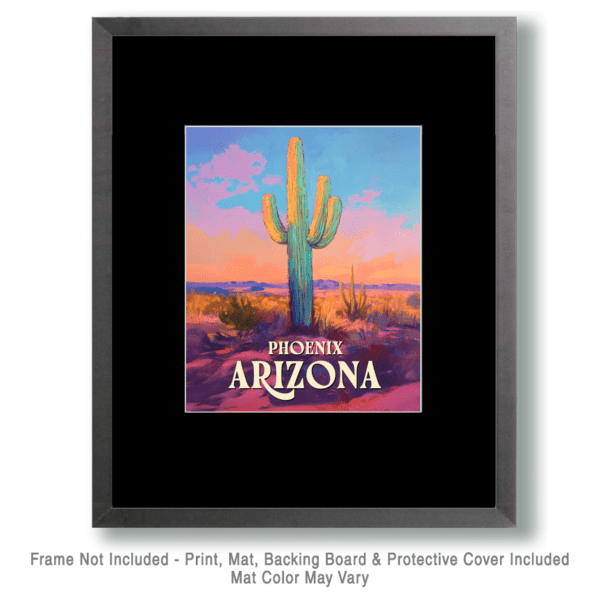 Neon Saguaro Poster - Phoenix Arizona Art