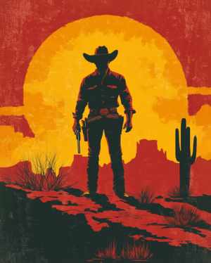 Gunfighter Silhouette - Western and Southwestern Home Decor Wall Art Prints