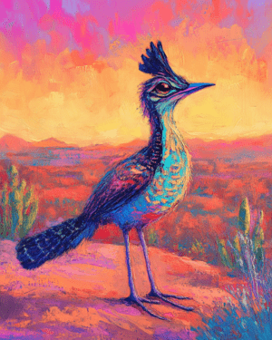 Roadrunner at Sunset - Western and Southwestern Home Decor Wall Art Prints