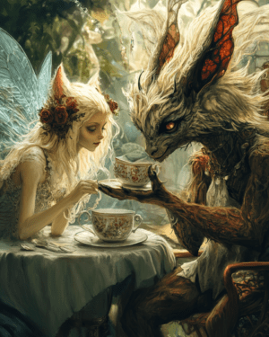 Tea Time Chupacabra and Fairy