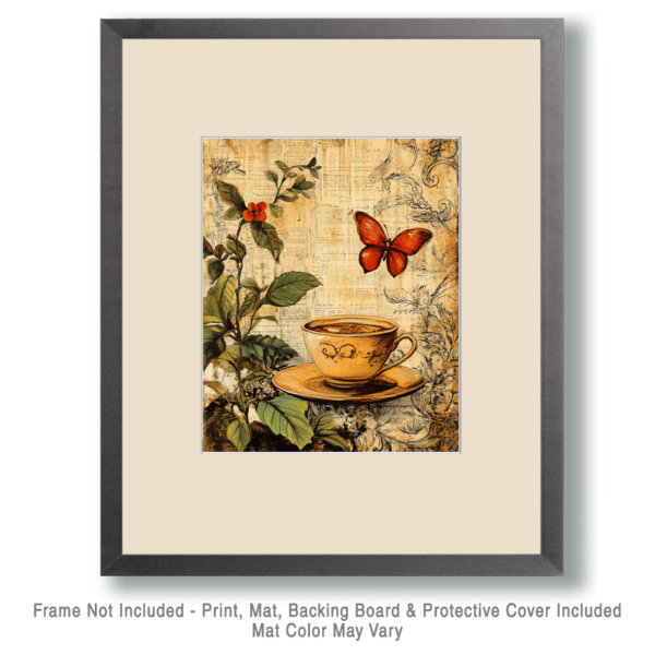 Nouveau Cup and Butterfly Art