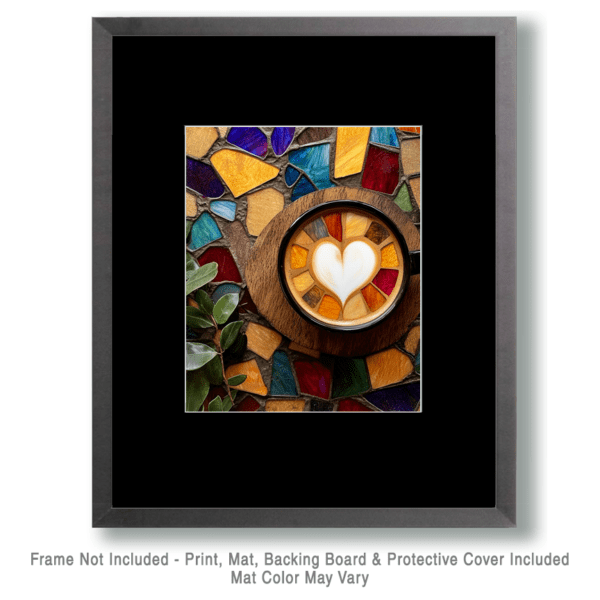 Stained Glass Heart Cup Art