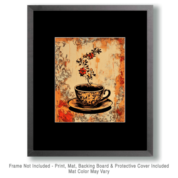 Folksy Floral Coffee Art Print