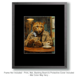 Jaguar Having a Cup of Joe Art