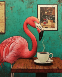 Flamingo Having a Cup of Joe