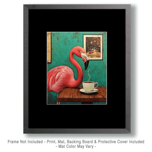 Flamingo Having a Cup of Joe Art