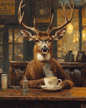 Buck Deer Having a Cup of Joe