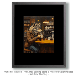 Wolf Enjoying a Cup of Joe Art