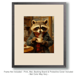 Raccoon Enjoying a Cup of Joe Art